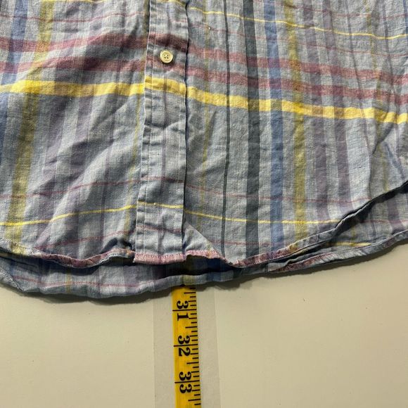 Brooks Brothers Linen Button Up Shirt Mens XL Plaid Pastel Madras Irish Linen - Picture 9 of 11